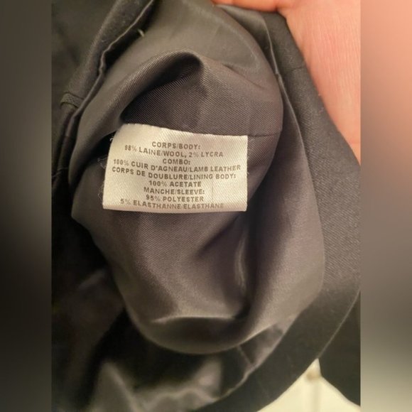 SOLD Judith + Charles Made in Canada Leather and Wool Blazer - Picture 2 of 9